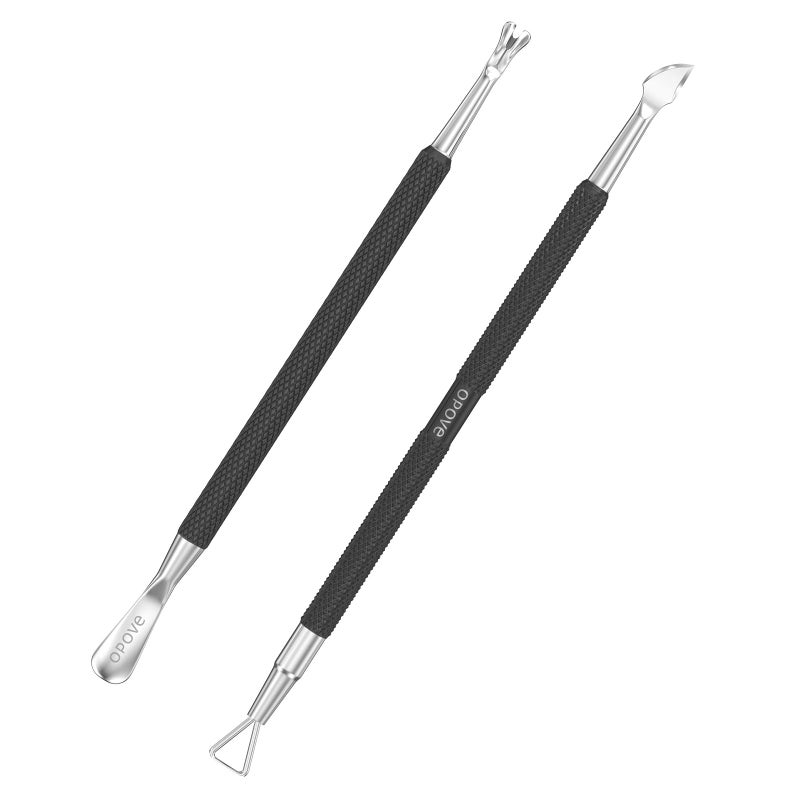 opove Cuticle Pusher Nail Polish Remover Stainless Steel Manicure Tool Set Gel Nail Polish Peeler Scraper Nail Cleaner Pedicure Kit for Fingernail and Toenail, opove P1, Matter Blackâ€¦ - Image 1